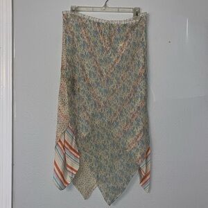 Vintage Express somewhat sheer lightweight floral and striped skirt
